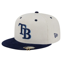 Tampa Bay Rays New Era Two-Tone Corduroy 59FIFTY Fitted Hat - Cream/Navy - New Era on Sale