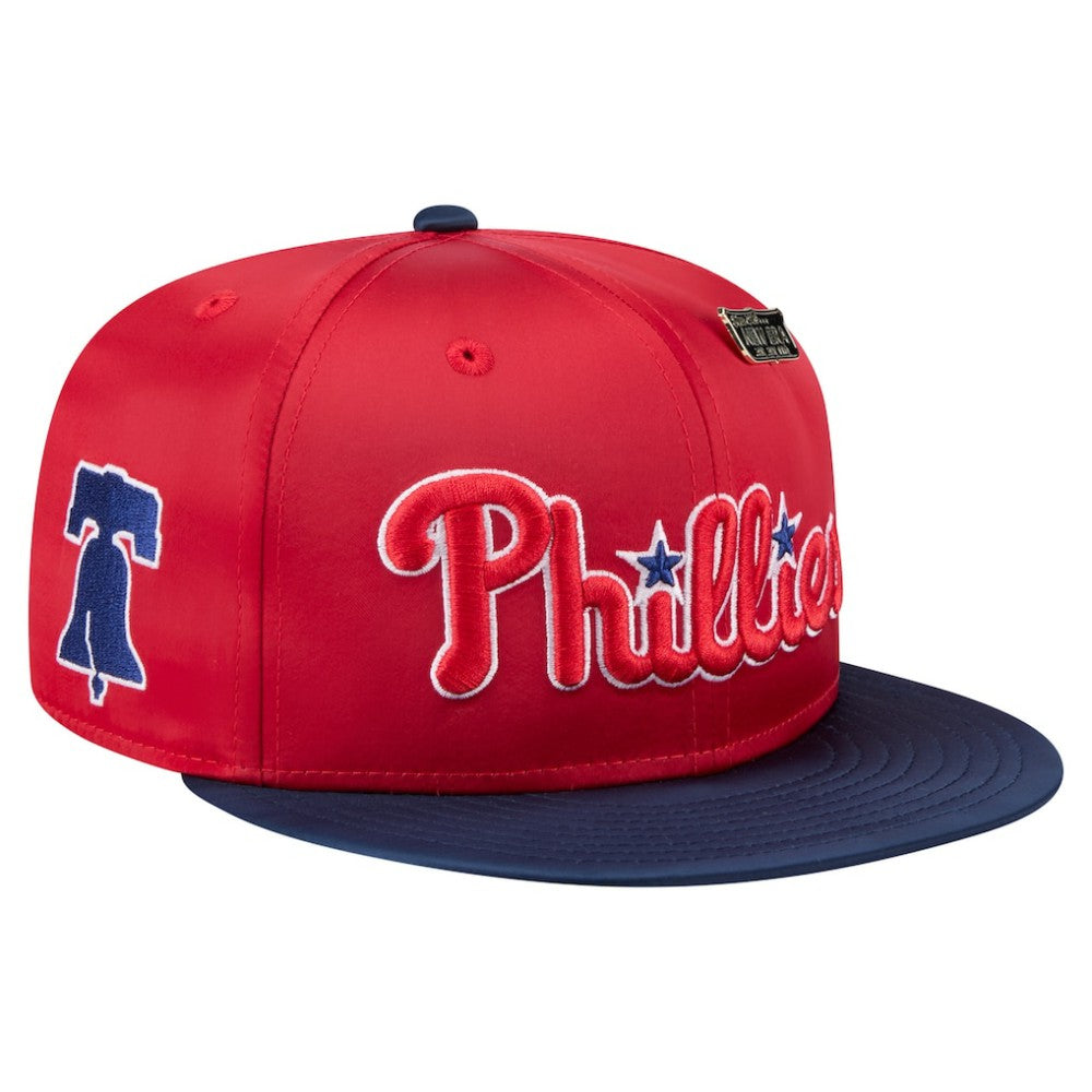 Philadelphia Phillies New Era Satin 59FIFTY Fitted Hat - Red/Navy - New Era Sale
