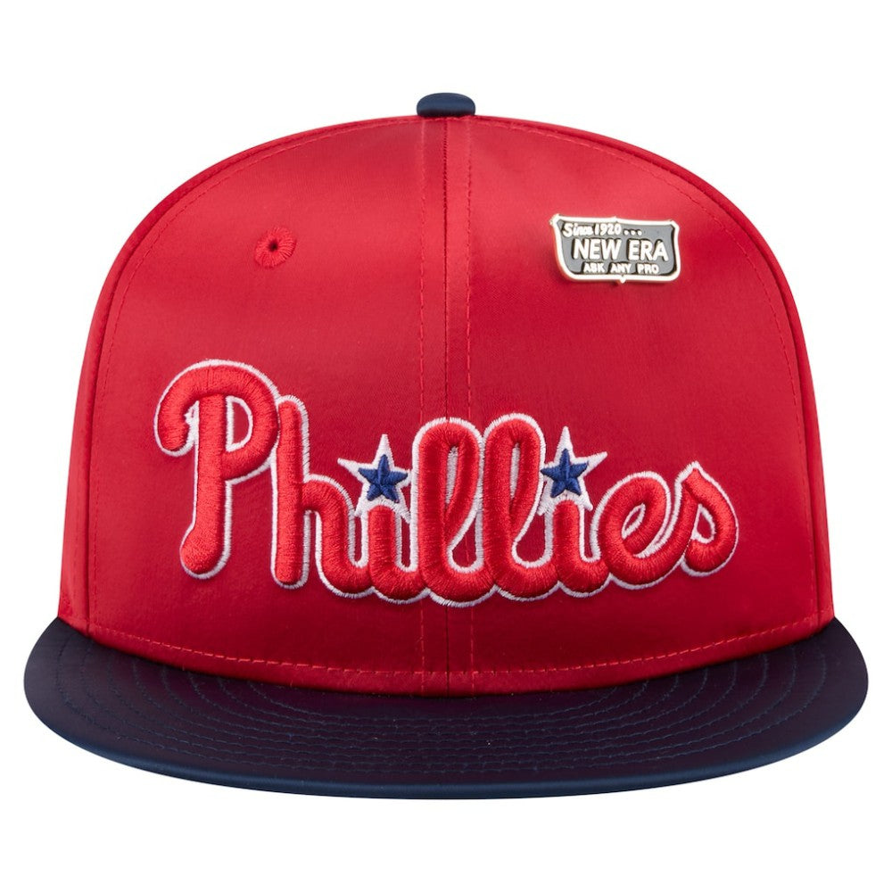 Philadelphia Phillies New Era Satin 59FIFTY Fitted Hat - Red/Navy - New Era Sale