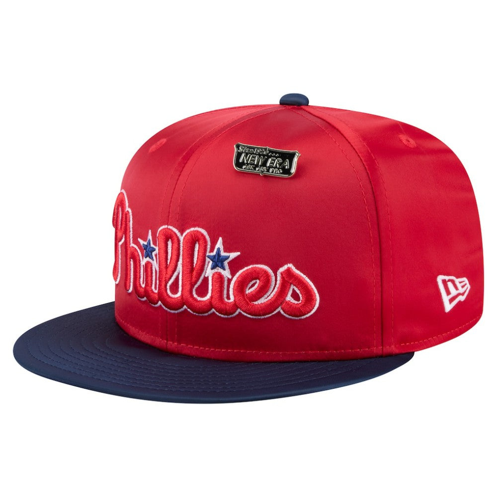 Philadelphia Phillies New Era Satin 59FIFTY Fitted Hat - Red/Navy - New Era Sale