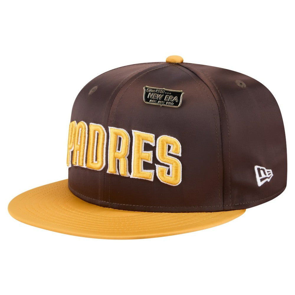 San Diego Padres New Era Satin 59FIFTY Fitted Hat - Brown/Gold - New Era Sale