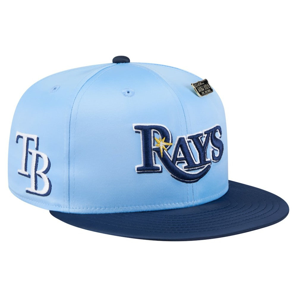 Tampa Bay Rays New Era Satin 59FIFTY Fitted Hat - Light Blue/Navy - New Era on Sale