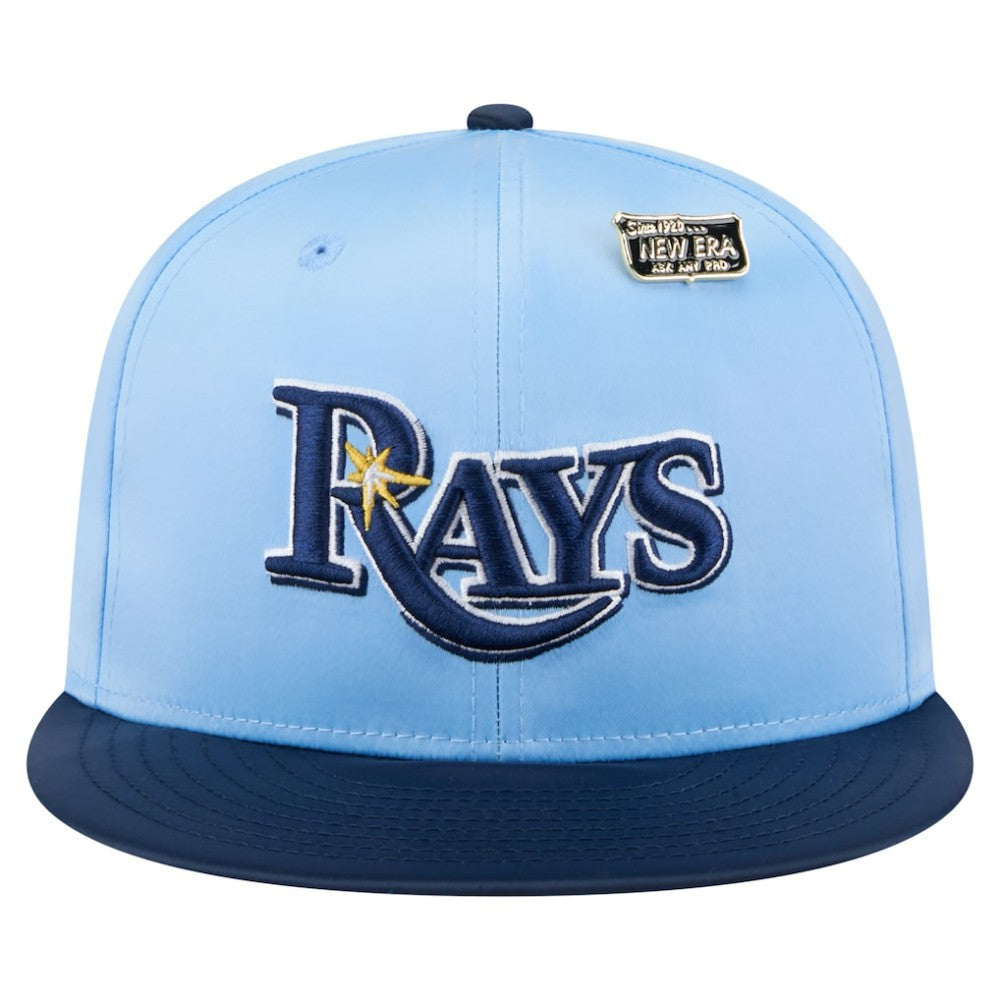 Tampa Bay Rays New Era Satin 59FIFTY Fitted Hat - Light Blue/Navy - New Era on Sale