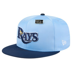 Tampa Bay Rays New Era Satin 59FIFTY Fitted Hat - Light Blue/Navy - New Era on Sale