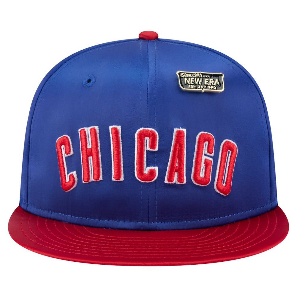 Chicago Cubs New Era Satin 59FIFTY Fitted Hat - Royal/Red - New Era on Sale