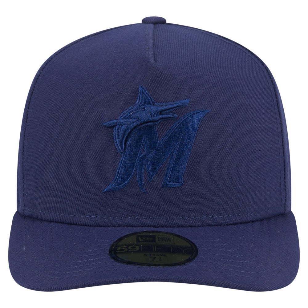 Miami Marlins New Era Color Pack A-Frame 59FIFTY Fitted Hat - Navy - New Era on Sale