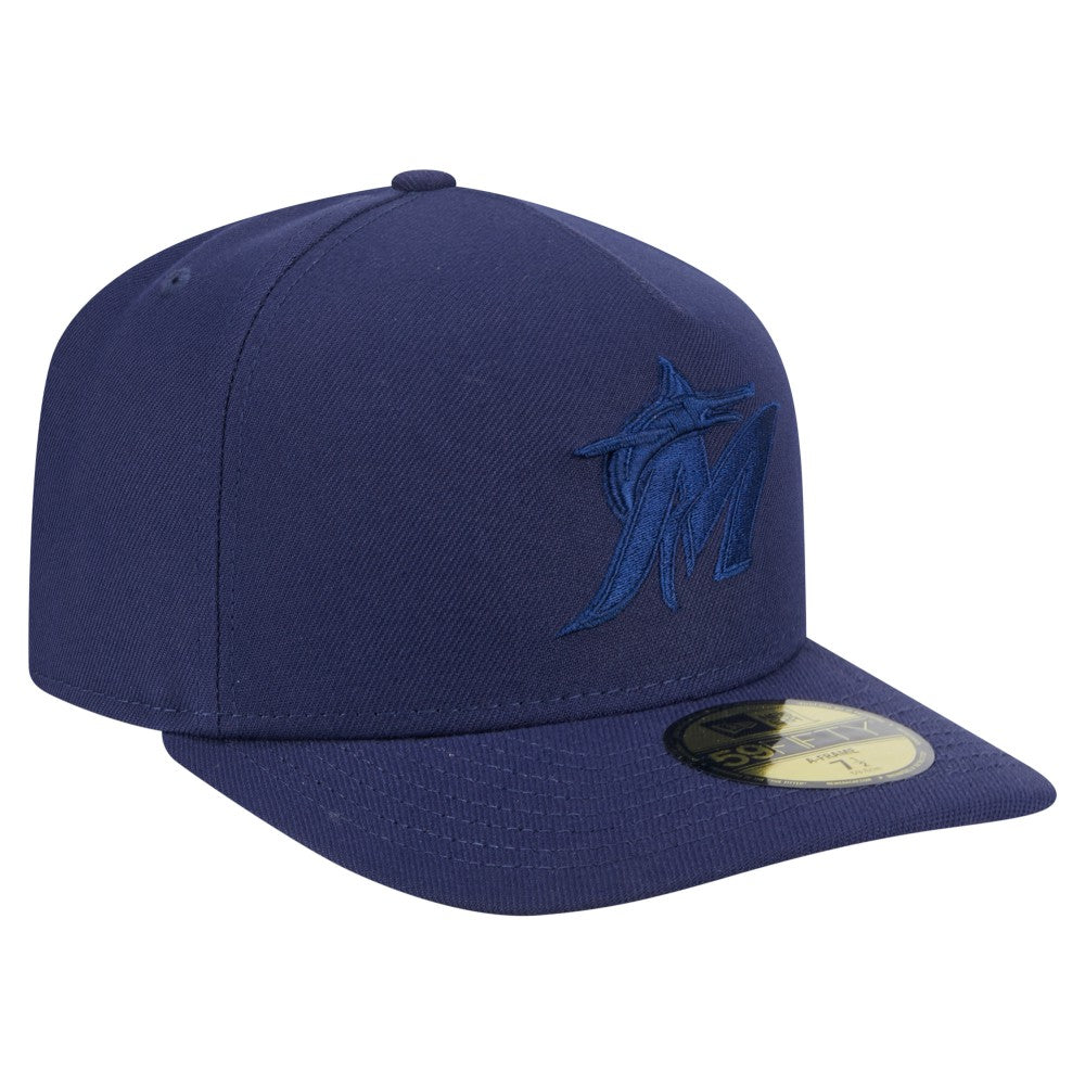 Miami Marlins New Era Color Pack A-Frame 59FIFTY Fitted Hat - Navy - New Era on Sale