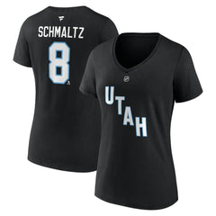 Nick Schmaltz Utah Mammoth Fanatics Women's Authentic Stack Name & Number V-Neck T-Shirt - Black - NHL 201926614