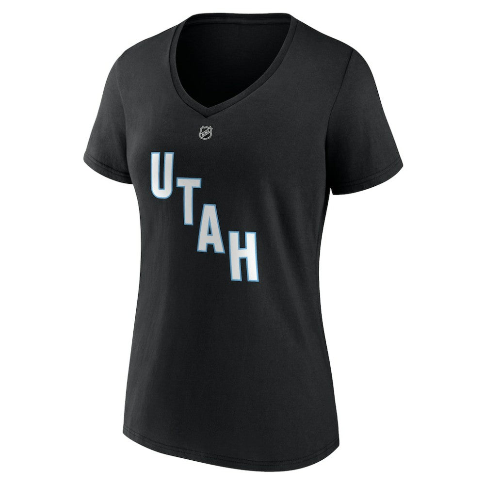 Nick Schmaltz Utah Mammoth Fanatics Women's Authentic Stack Name & Number V-Neck T-Shirt - Black - NHL 201926614