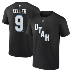 Clayton Keller Utah Mammoth Fanatics Authentic Stack Name & Number T-Shirt - Black - NHL 201926616