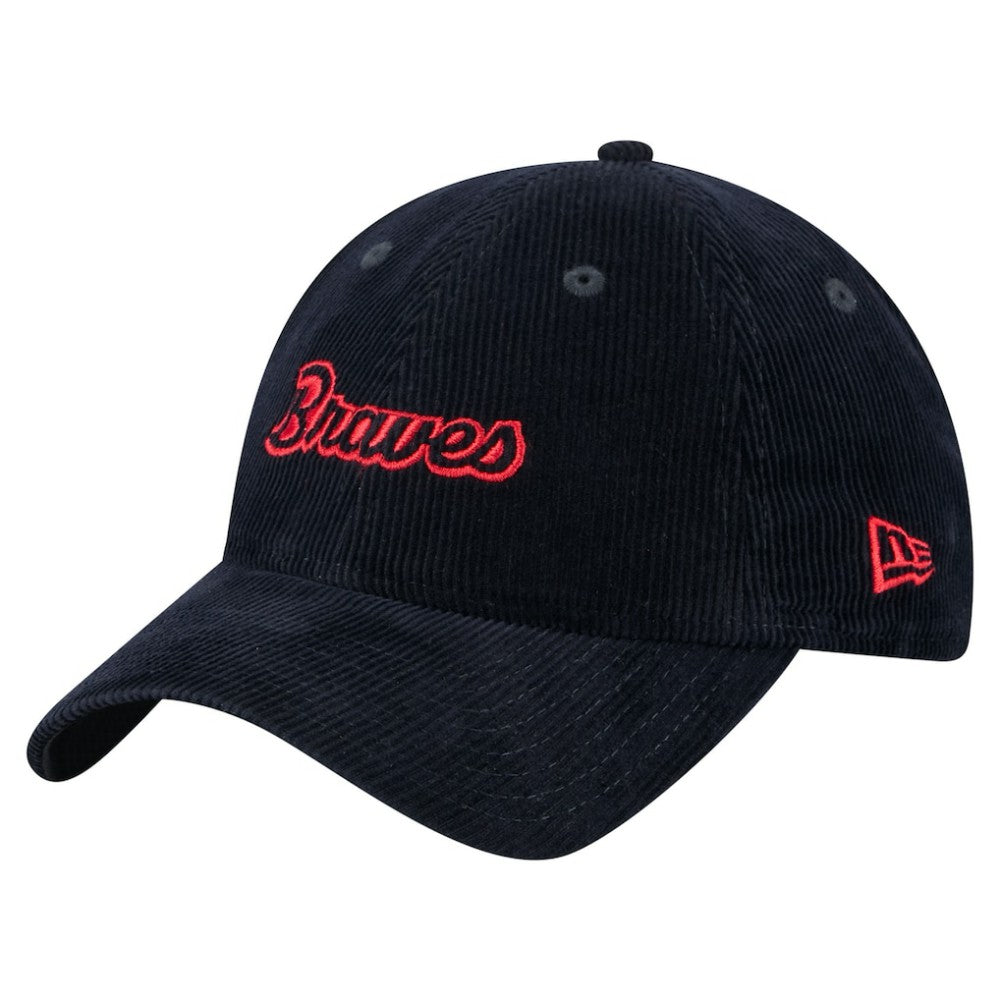 Atlanta Braves New Era Women's Corduroy 9TWENTY Adjustable Hat - Navy - New Era Lifestyle