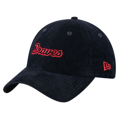 Atlanta Braves New Era Women's Corduroy 9TWENTY Adjustable Hat - Navy - New Era Lifestyle