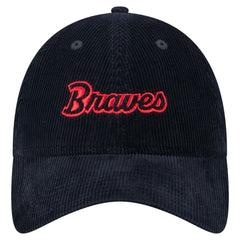 Atlanta Braves New Era Women's Corduroy 9TWENTY Adjustable Hat - Navy - New Era Lifestyle