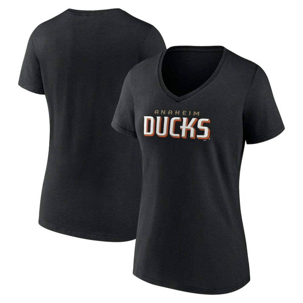 Anaheim Ducks Women's Wordmark V-Neck T-Shirt – Black - NHL 201927016