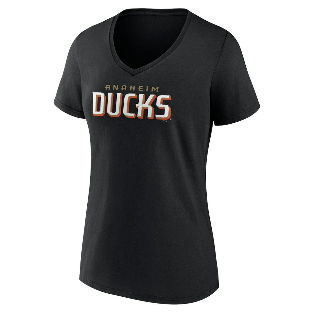 Anaheim Ducks Women's Wordmark V-Neck T-Shirt – Black - NHL 201927016