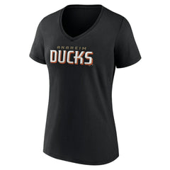 Anaheim Ducks Women's Wordmark V-Neck T-Shirt – Black - NHL 201927016