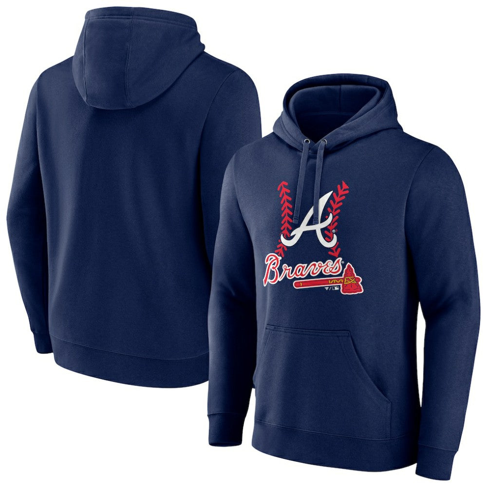 Atlanta Braves Fastball Pullover Hoodie - Navy - MLB Sale