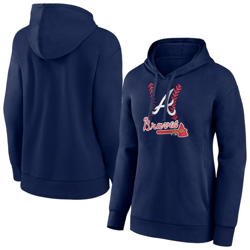 Atlanta Braves Women's Fastball Pullover Hoodie - Navy - MLB Sale