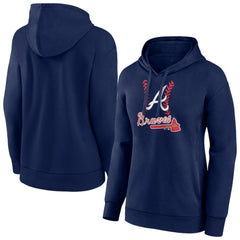 Atlanta Braves Women's Fastball Pullover Hoodie - Navy - MLB Sale