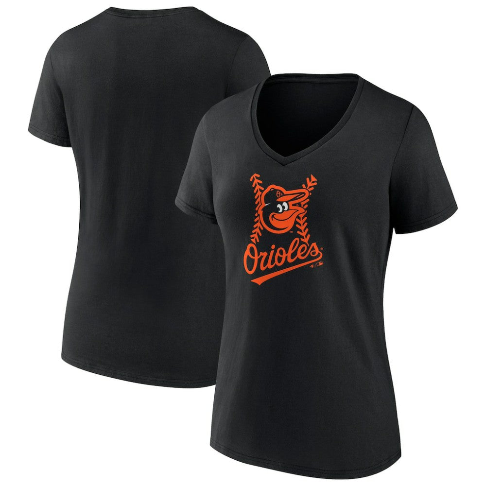 Baltimore Orioles Women's Fastball V-Neck T-Shirt - Black - MLB Online