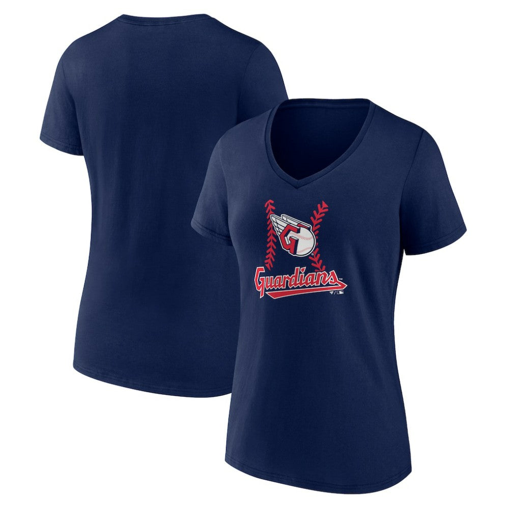 Cleveland Guardians Women's Fastball V-Neck T-Shirt - Navy - MLB Discount