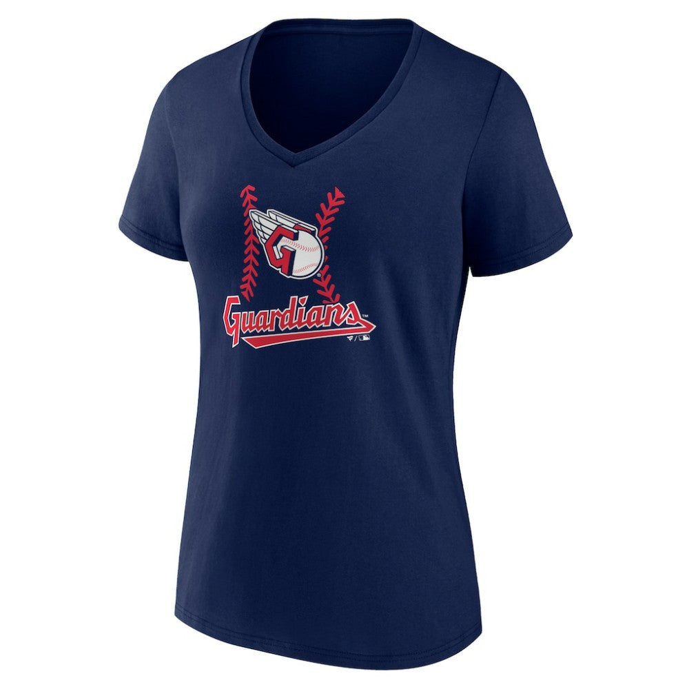 Cleveland Guardians Women's Fastball V-Neck T-Shirt - Navy - MLB Discount