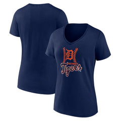 Detroit Tigers Women's Fastball V-Neck T-Shirt - Navy - MLB on Sale