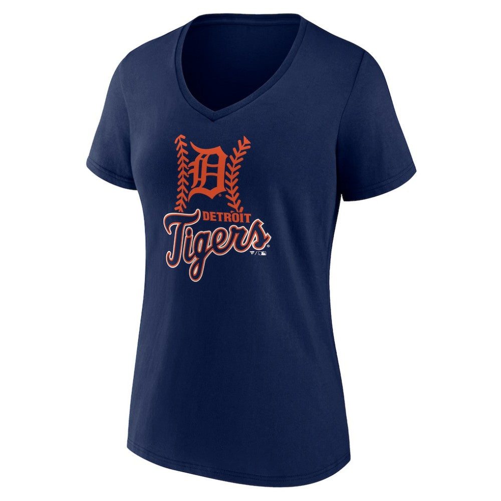 Detroit Tigers Women's Fastball V-Neck T-Shirt - Navy - MLB on Sale