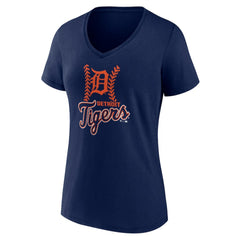 Detroit Tigers Women's Fastball V-Neck T-Shirt - Navy - MLB on Sale