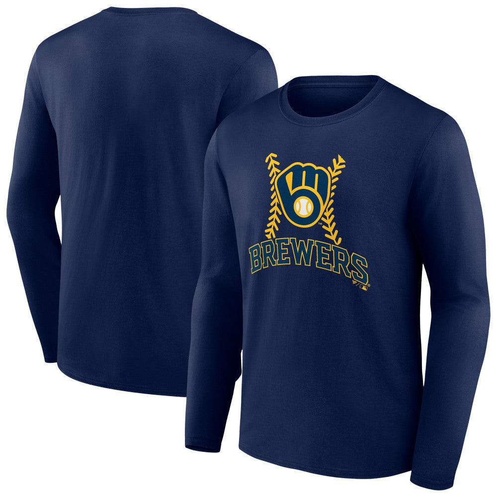 Milwaukee Brewers Fastball Long Sleeve T-Shirt - Navy - MLB Lifestyle