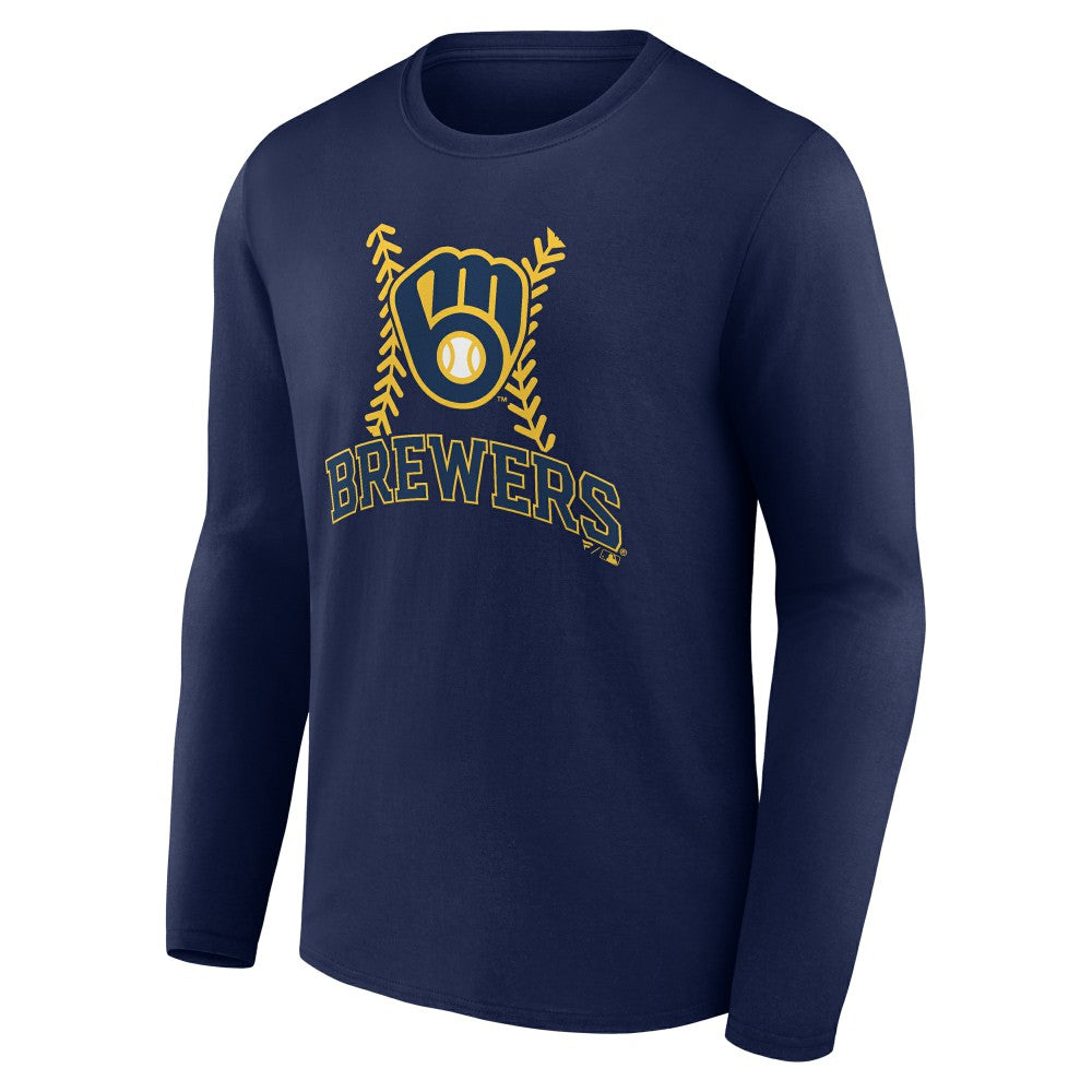 Milwaukee Brewers Fastball Long Sleeve T-Shirt - Navy - MLB Lifestyle