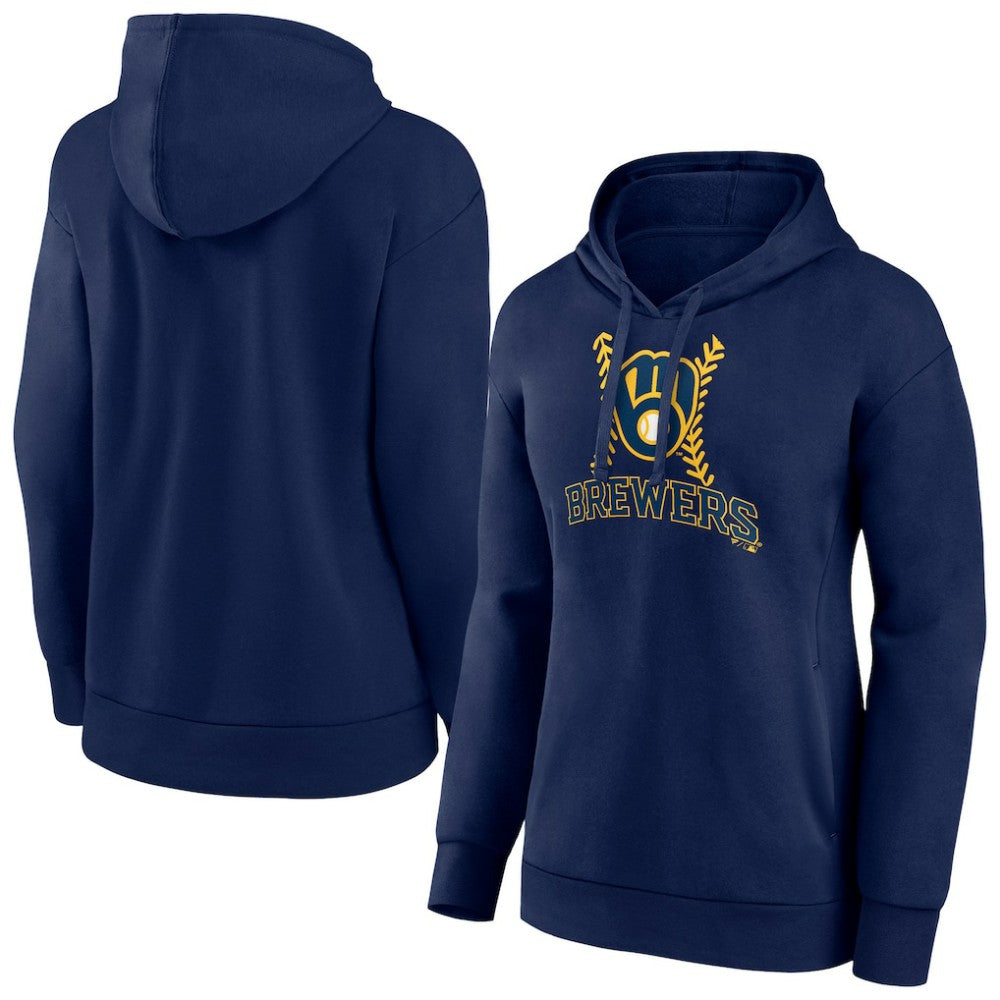 Milwaukee Brewers Women's Fastball Pullover Hoodie - Navy - MLB Online