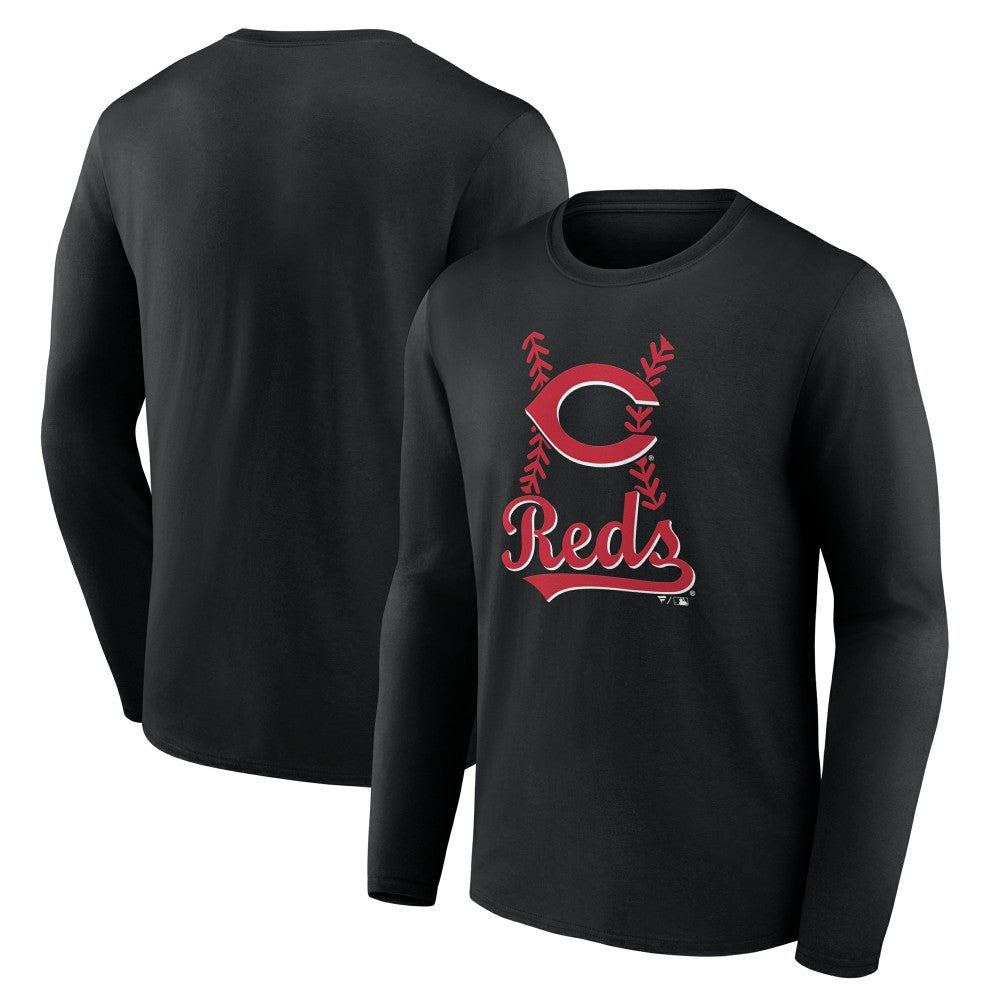 Cincinnati Reds Fastball Long Sleeve T-Shirt - Black - MLB Discount