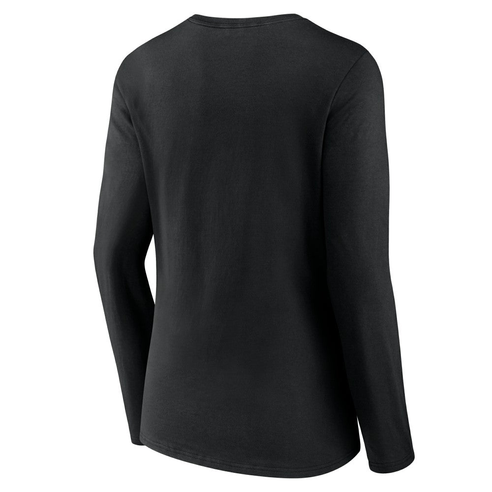 Cincinnati Reds Women's Fastball Long Sleeve V-Neck T-Shirt - Black - MLB Discount