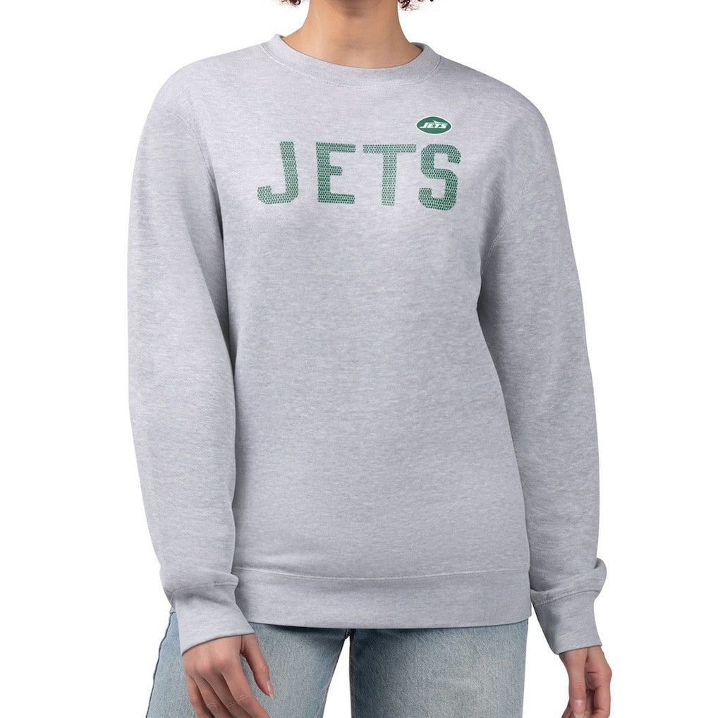 New York Jets G-III 4Her by Carl Banks Women's Dot Print Fleece Pullover Sweatshirt Heather Gray