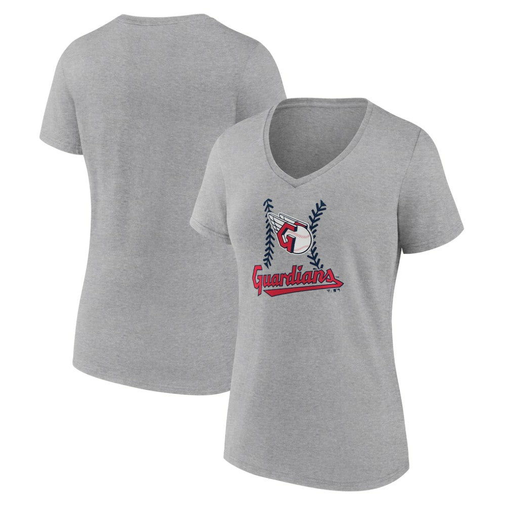 Cleveland Guardians Women's Fastball V-Neck T-Shirt - Gray - MLB Online