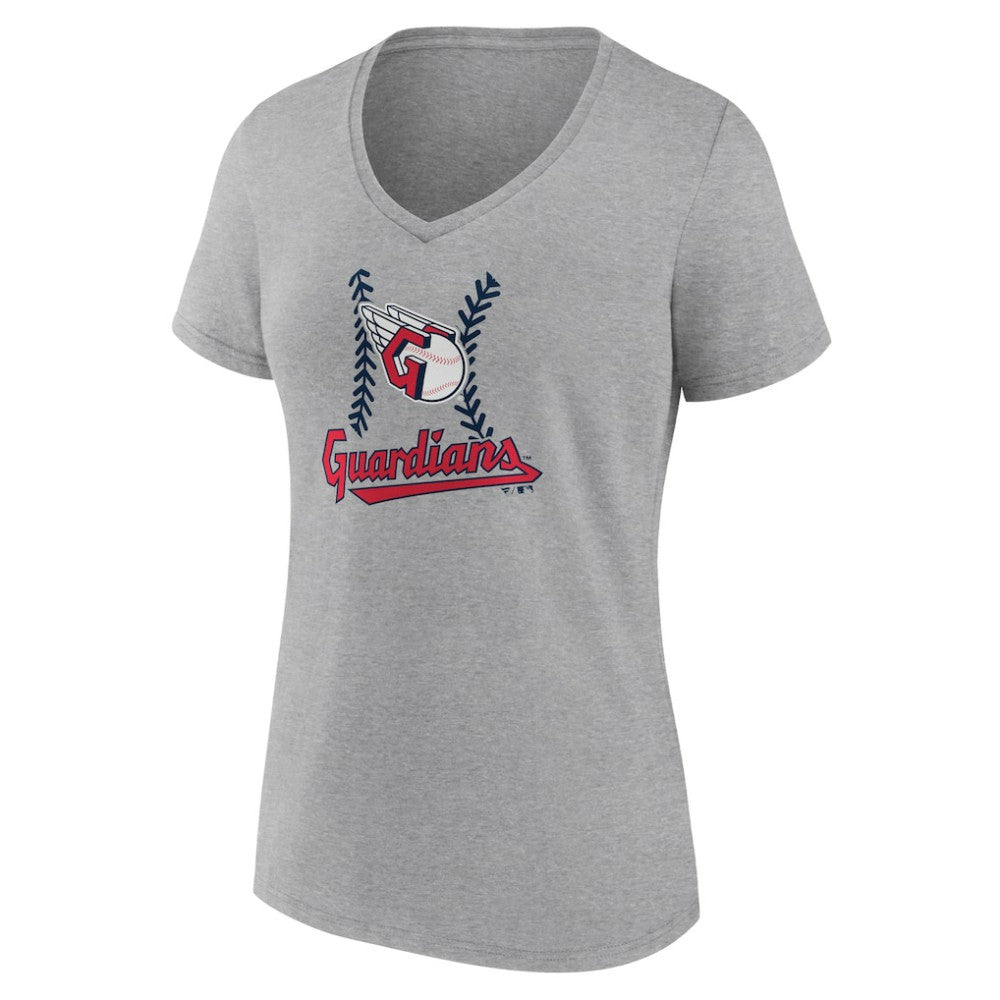 Cleveland Guardians Women's Fastball V-Neck T-Shirt - Gray - MLB Online