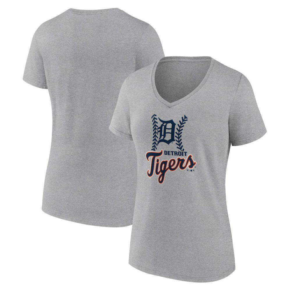Detroit Tigers Women's Fastball V-Neck T-Shirt - Gray - MLB on Sale
