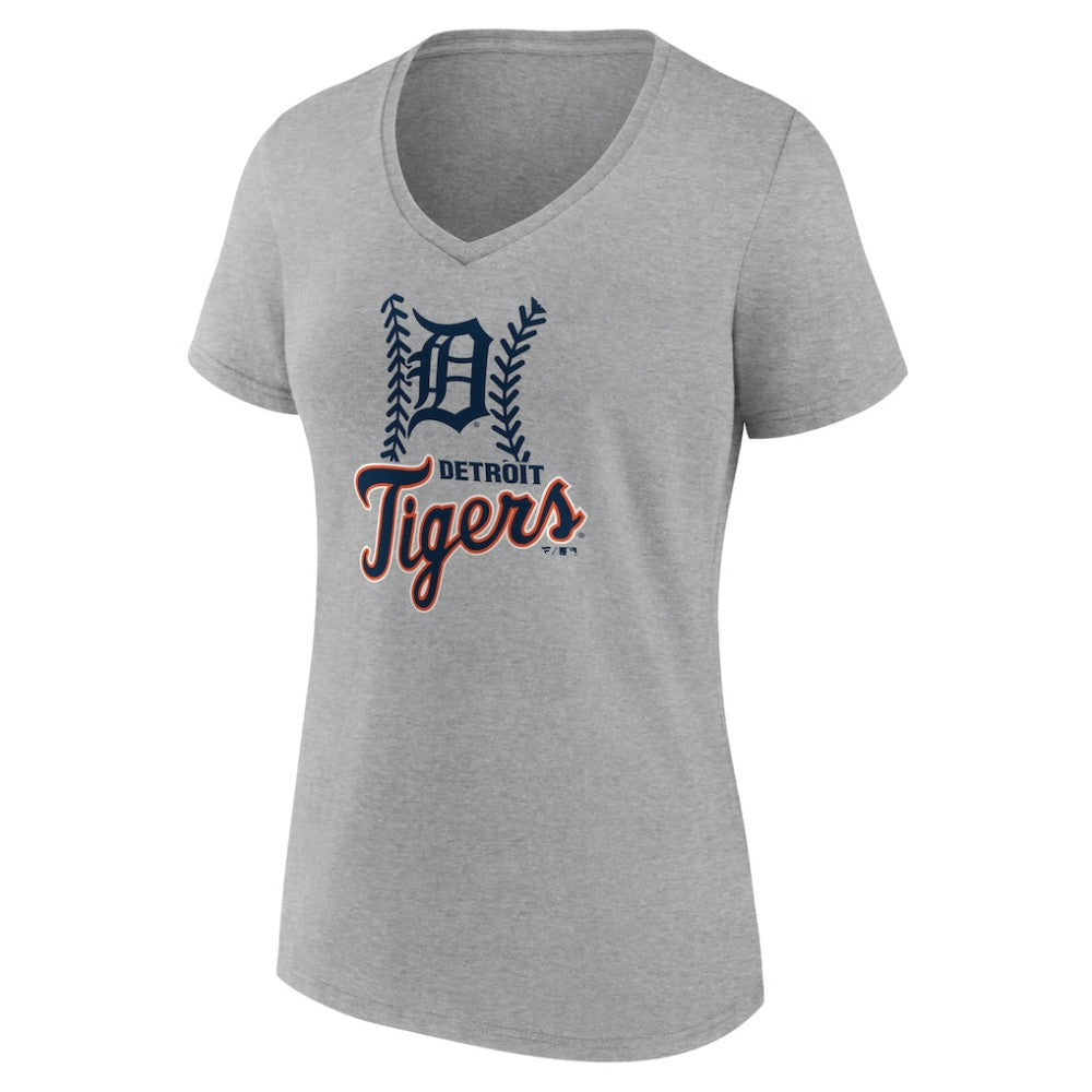 Detroit Tigers Women's Fastball V-Neck T-Shirt - Gray - MLB on Sale