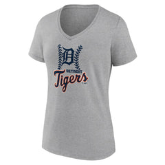 Detroit Tigers Women's Fastball V-Neck T-Shirt - Gray - MLB on Sale
