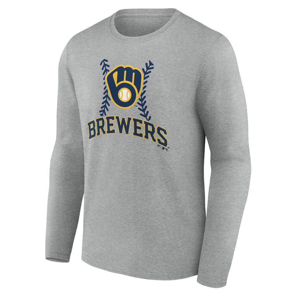Milwaukee Brewers Fastball Long Sleeve T-Shirt - Gray - MLB Lifestyle