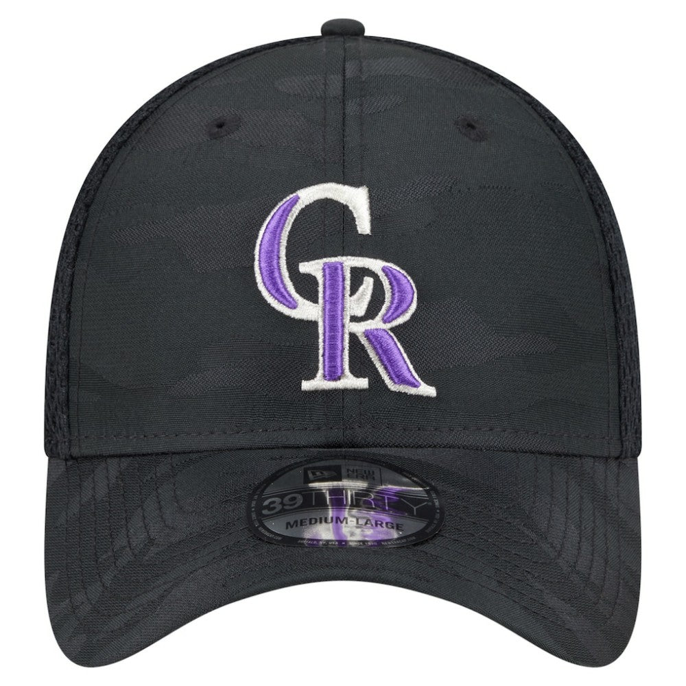 Colorado Rockies New Era Youth Camo 39THIRTY Flex Hat - Black - New Era Discount