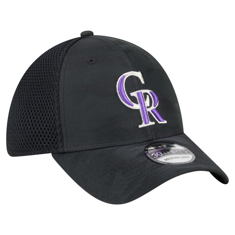 Colorado Rockies New Era Youth Camo 39THIRTY Flex Hat - Black - New Era Discount