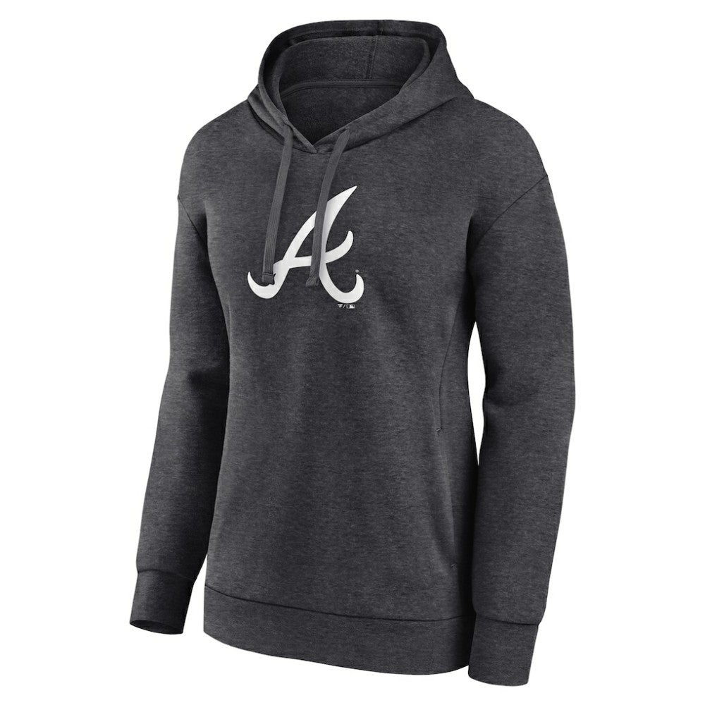 Atlanta Braves Women's Monochrome Pullover Hoodie - Charcoal - MLB Lifestyle