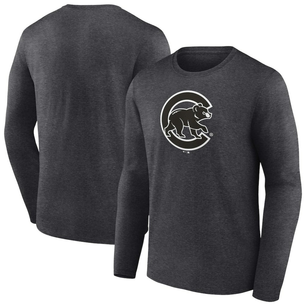 Chicago Cubs Monochrome Long Sleeve T-Shirt - Charcoal - MLB Lifestyle