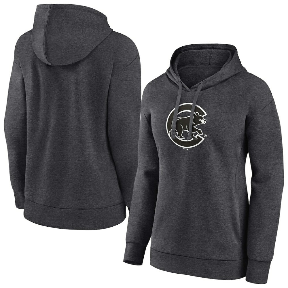 Chicago Cubs Women's Monochrome Pullover Hoodie - Charcoal - MLB Discount