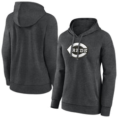 Cincinnati Reds Women's Monochrome Pullover Hoodie - Charcoal - MLB Sale