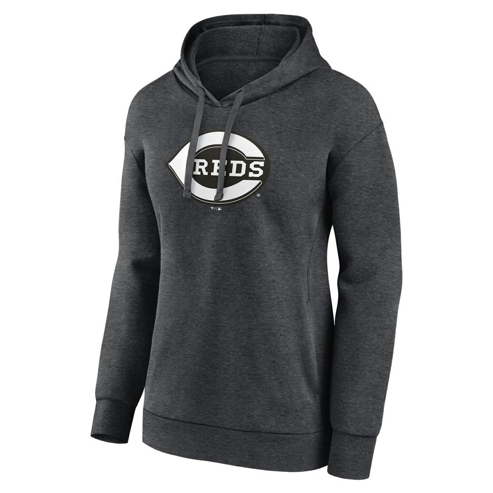 Cincinnati Reds Women's Monochrome Pullover Hoodie - Charcoal - MLB Sale