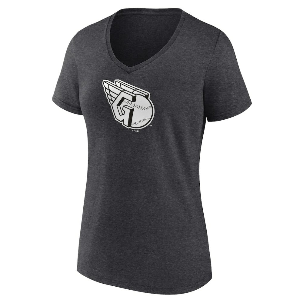 Cleveland Guardians Women's Monochrome V-Neck T-Shirt - Charcoal - MLB Online