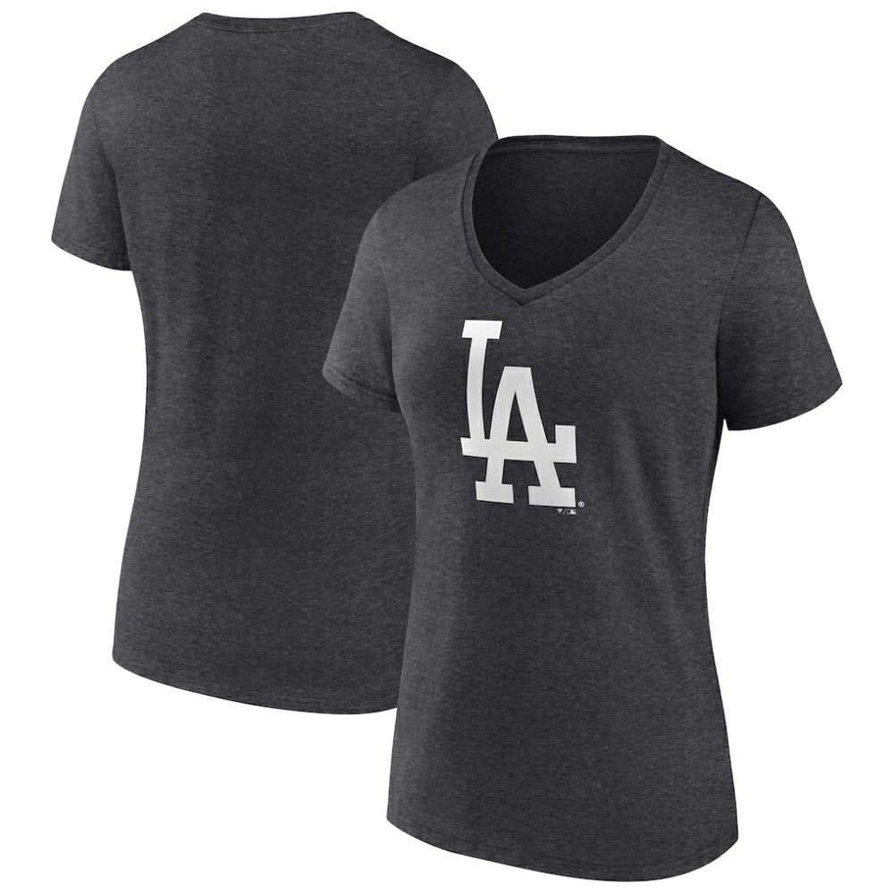 Los Angeles Dodgers Women's Monochrome V-Neck T-Shirt - Charcoal - MLB Online